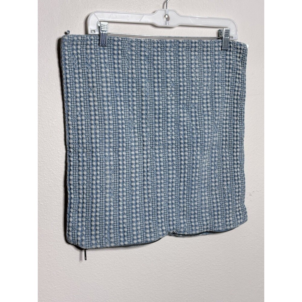 Pottery Barn Pillow Cover Honeycomb Blue Waffle Texture 18” Square Cotton